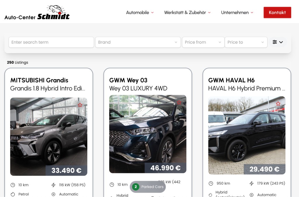 Lista pojazdów Bemoto — filtry, karty ofert i ceny
